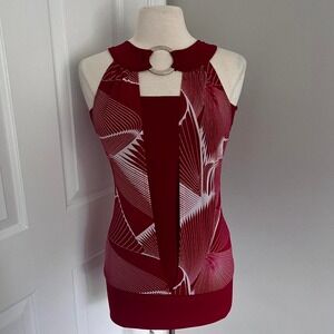 VINTAGE RED SOLAR COW‎ NECK LAYERED TANK TOP